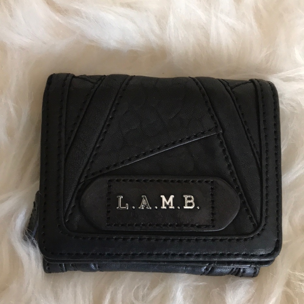 NWOT L.A.M.B. Black leather trifold wallet